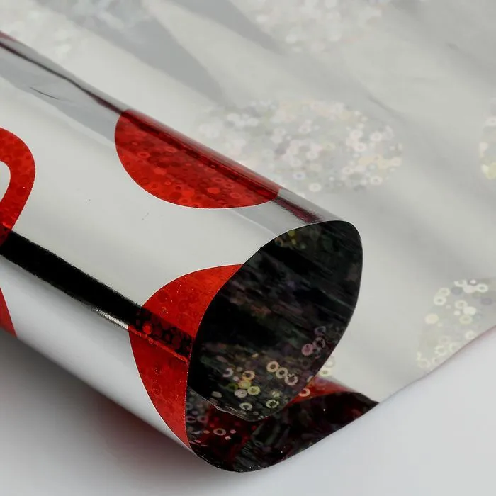 Пленка для Цветов и подарков, Сердца 7.5метров, Красные